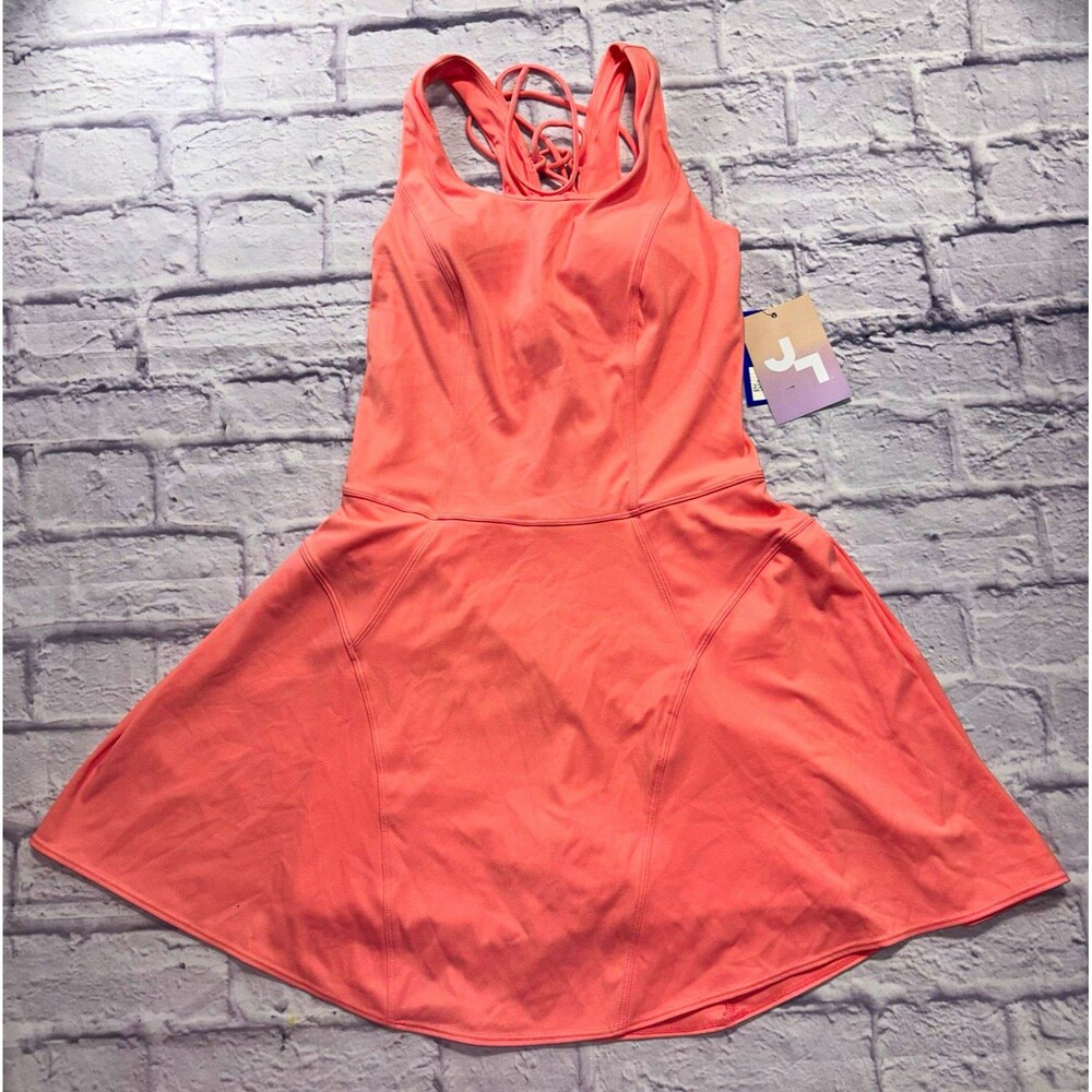 NWT JoyLab Coral Pink Athletic Tennis Dress Built-In Shorts XS